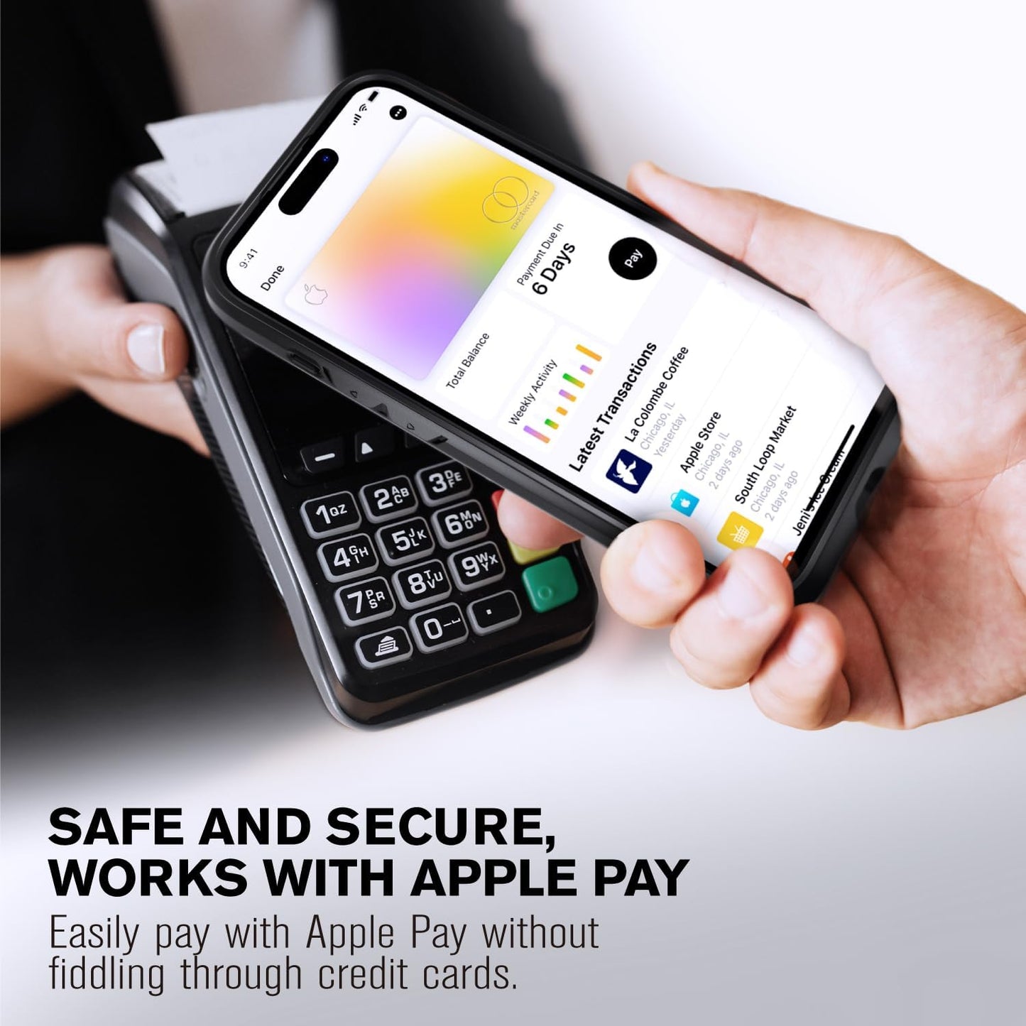 VENA vCommute for iPhone 15 Pro Wallet Case, [Military Grade Drop Protection] Flip Leather Cover Slot Card Holder with Kickstand - Black Slate