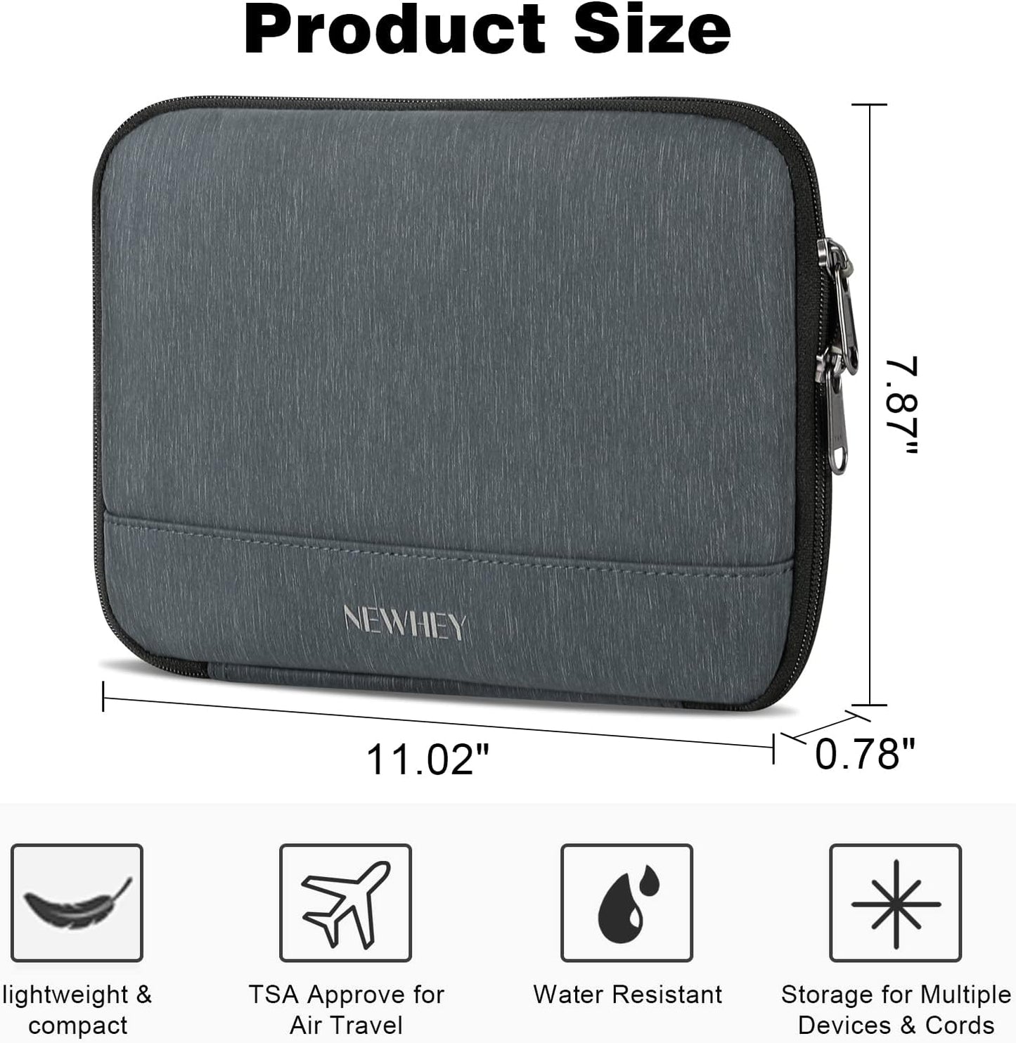 NEWHEY Portable Waterproof Cable Organizer Bag Gadget Electronic Accessories Bag for Travel USB Drive Hard Drive Charger Black, grey, Casual