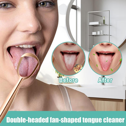 Tongue Scraper, Oral Hygiene Scraper, Stainless Steel Fan-Shaped Oral Care Tool, Improve Oral Hygiene With Daily Cleaning, Perfect For Family and Adults, 6.1 x 1.5 Inches