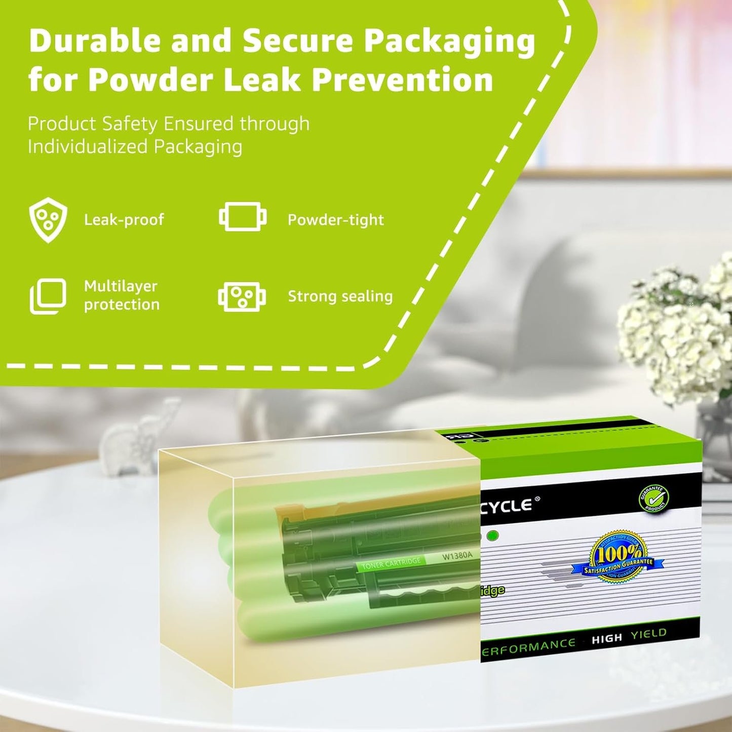 greencycle 138A W1380A Compatible Black Toner Cartridge [with Chip] Replacement for HP 138A 138X W1380A W1380X Work with Laser Jet Pro 3001dw 3001fdw MFP 3101fdw Series Printer Ink ( 4-Pack )