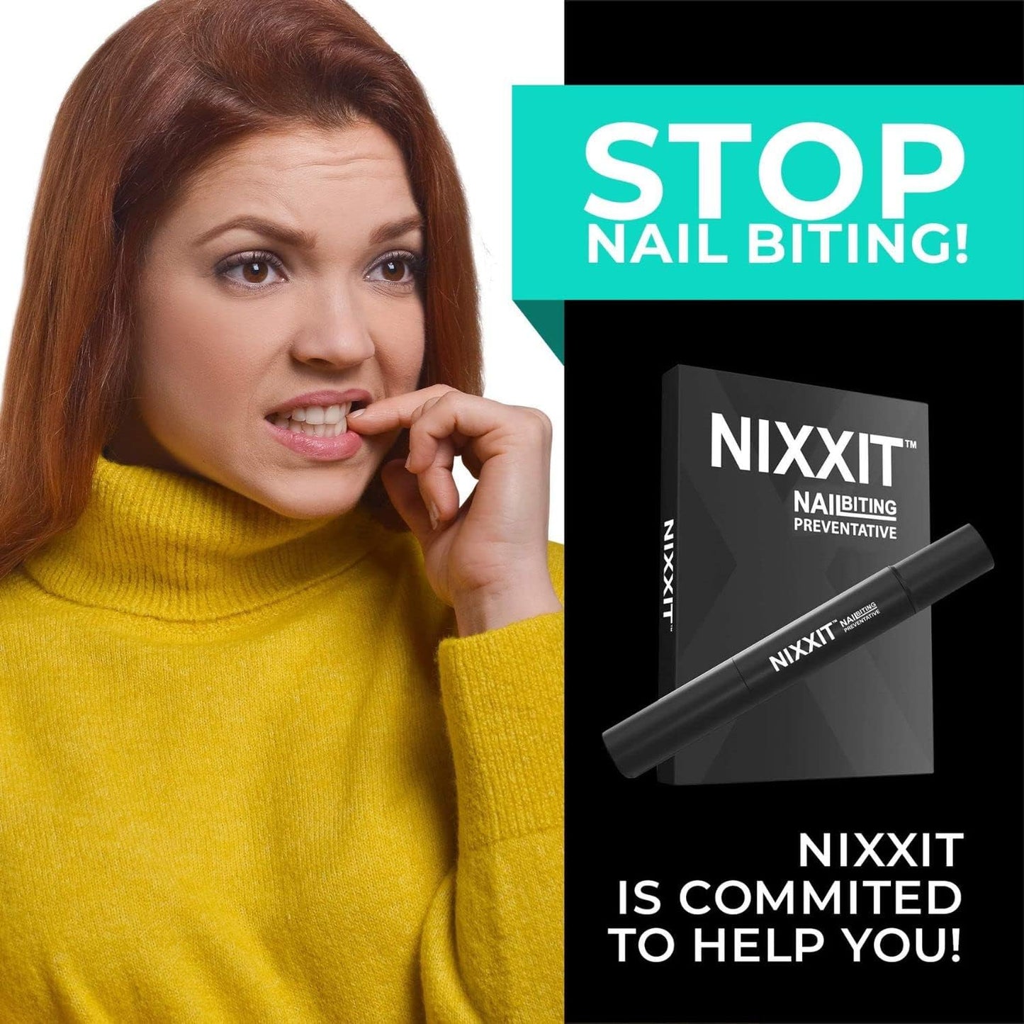 NIXXIT Nail Biting Treatment for Adults - Stop Nailing Biting Pen and Thumb Sucking for Adults & Children - Non Glossy Bitter Taste - Safe & Effective Solution - USA Made
