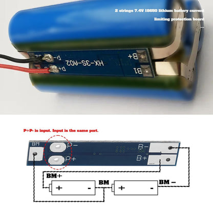 OTOTEC 6PCS Lithium Battery Protection Board 2S 8A 7.4V 18650 Li-ion Lithium Battery Charger BMS Protection Board 40.8x8x2.1mm Used for LED Light Backup Power Supply Solar Street Light Battery Pack
