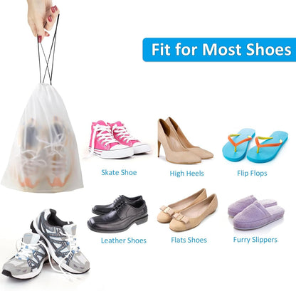 Shoe Bags for Travel, Drawstring Travel Shoe Bags for Packing, Dustproof Portable Travel Shoe Storage Bag for Men and Women, Clear, Large, 5 Pack
