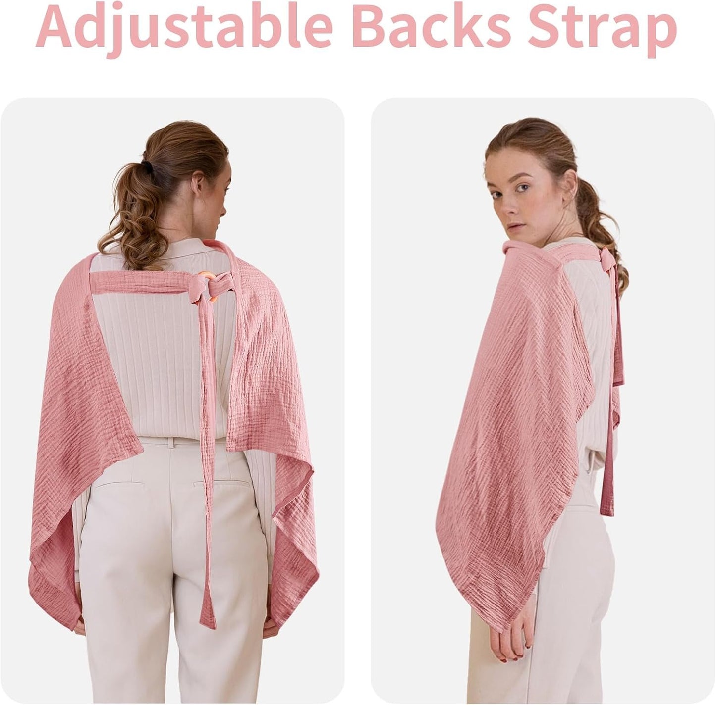 TANOFAR Privacy Nursing Cover for Breastfeeding, Multi-use Cotton Breast Feeding Cover for Mother Nursing Apron, Breathable Adjustable Muslin Baby Feeding Nursing Cover (Pink)