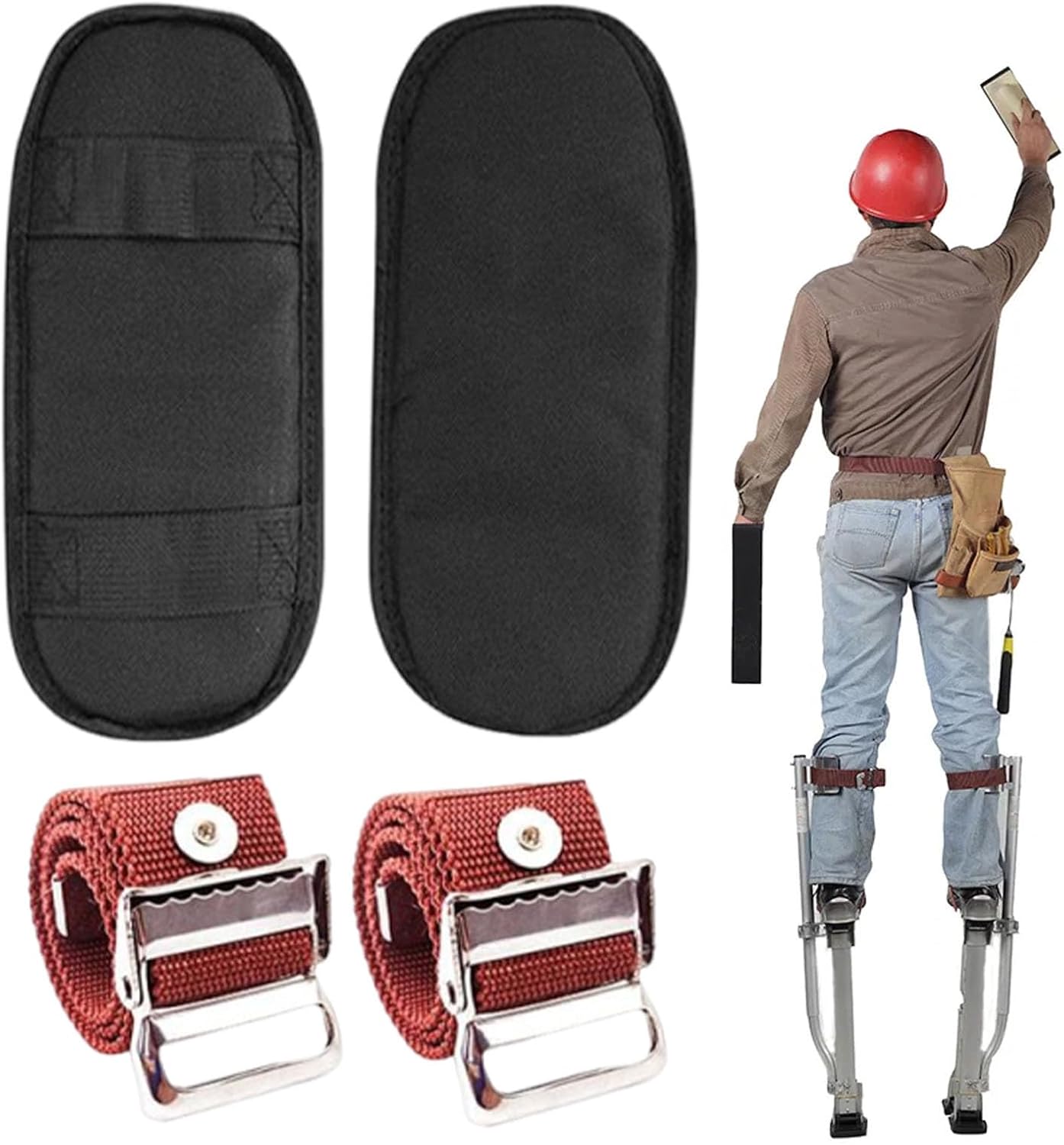Stilt Pads, Adjustable Drywall Stilt Leg Straps, Safety Nylon Construction Tool for Home Decoration, Wiring, Painting, Plastering, and Ceiling Work, Reliable Support Professionals