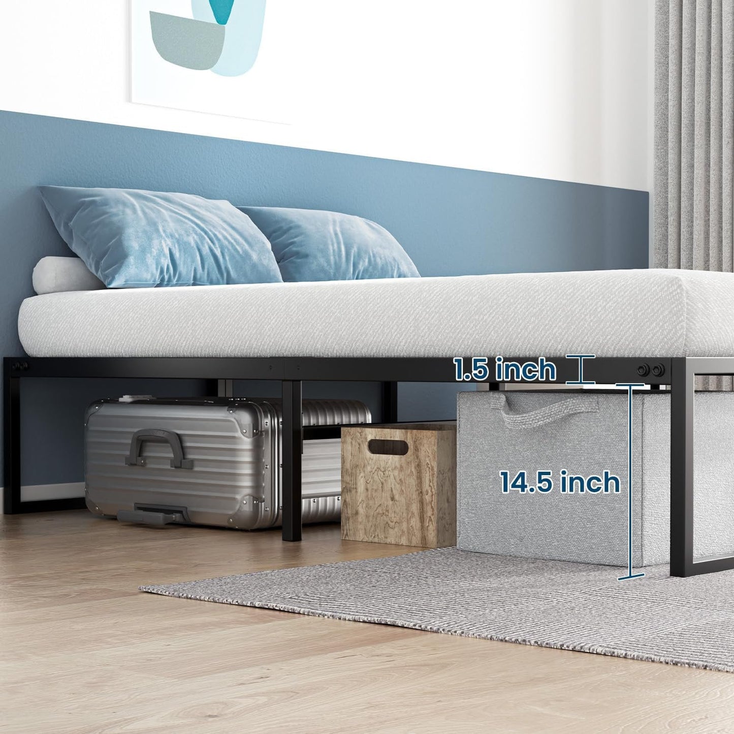Maxzzz Full Bed Frame, 16 Inch Metal Bed Frame Platform/Mattress Foundation with Steel Slat Support/No Box Spring Needed/Easy Assembly,Full