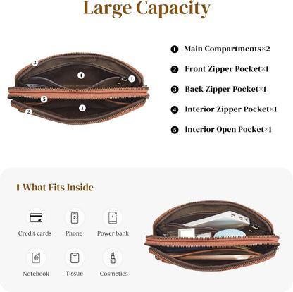 S-ZONE Fanny Packs for Women Genuine Leather RFID Blocking Waist Packs Belt Bags Fashionable Bum Bag Crossbody Purses Travel Outdoors Men