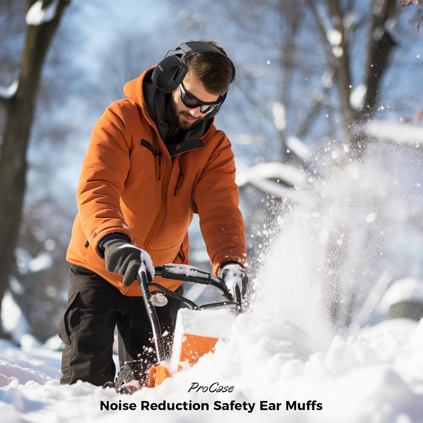 ProCase SNR 36dB Noise Reduction Safety Ear Muffs, NRR 32dB Noise Cancelling Headphones, Hearing Protection Ear Protection for Shooting Gun Range Mowing -Black