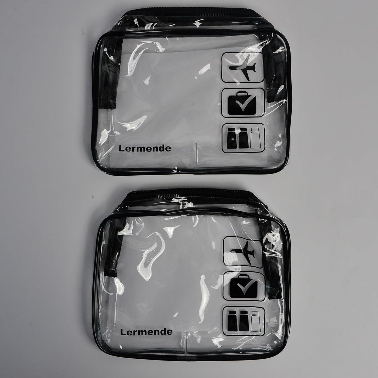 Lermende 2pcs Clear Toiletry Bag TSA Approved Travel Bag,Carry On for Travel,Airport Airline Accessories Compliant Bag,Quart Sized Makeup Cosmetic Bag Women Men