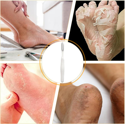 Foot File, Callus Remover, Reusable Stainless Steel, Cracked Skin Tool, Built-In Toe Cleaning Brush for Home or Salon Pedicure Care Routine, 7.4x0.7 Inches White 1 Piece