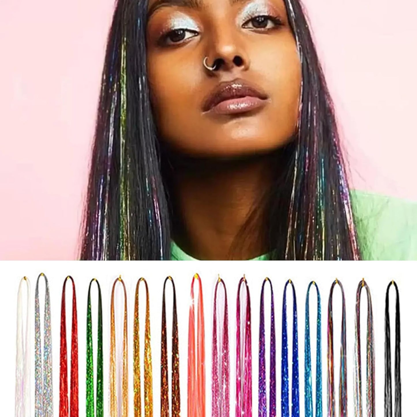 Kit Con Fili Luminosi Per Capelli Ragazze | Set Brillante Per Decorazioni Capelli,Accessori Cosplay Con Glitter Resistente Al Calore E Attrezzi Per Natale Halloween Matrimoni Compleanni E Uso Quotidia