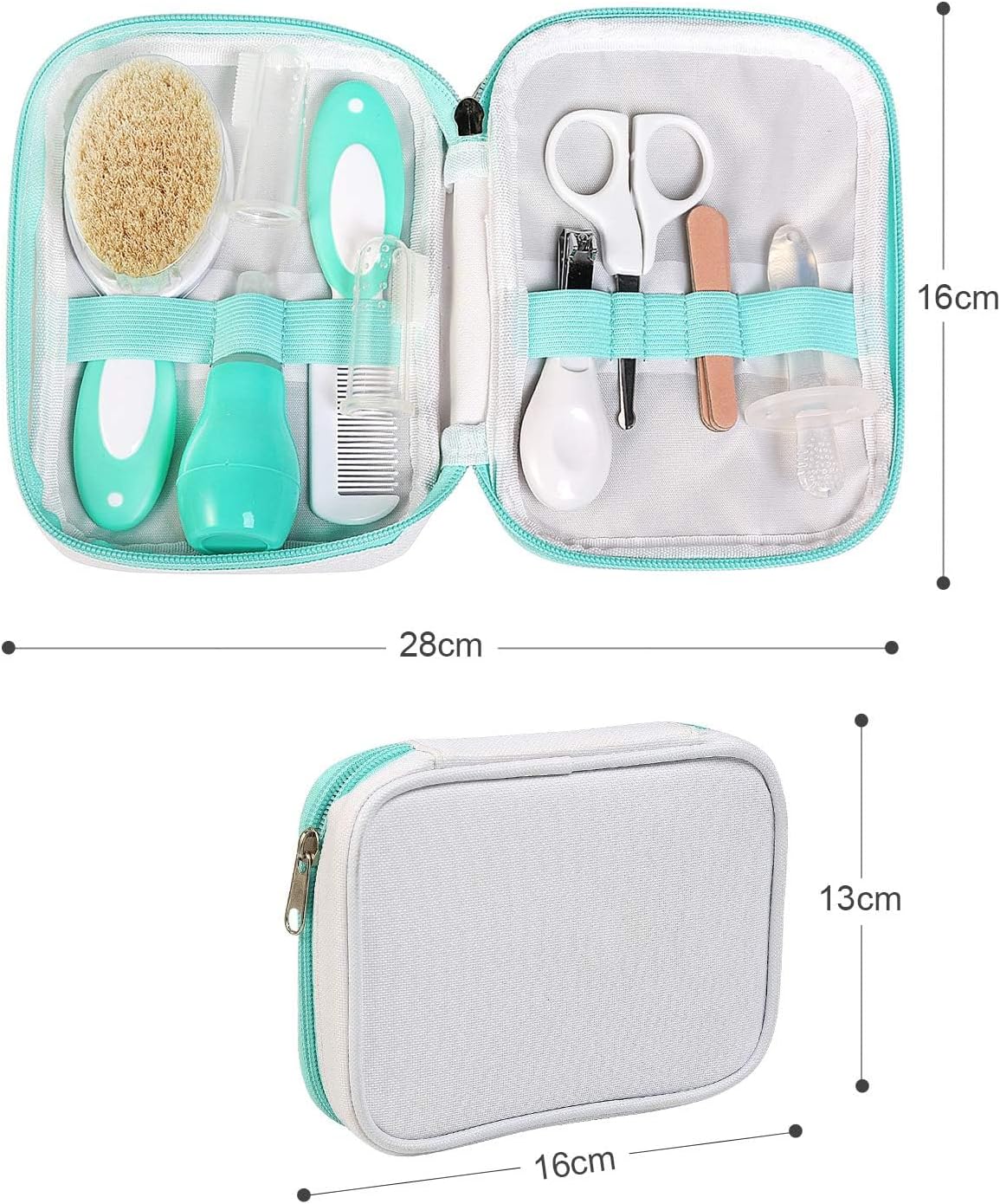NEWSTYLE Baby Daily Care Kit,Infant Convenient Healthcare Grooming Set Nail Clipper Manicure Safety Scissors Nose Cleaner Hair Brush Comb Essential Daily Care Bathing Tool for Travelling & Home Use