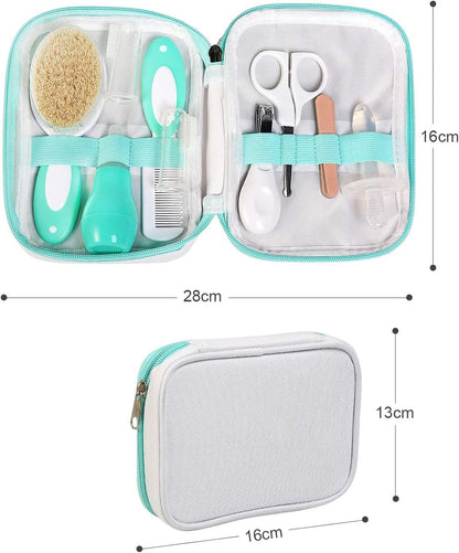 NEWSTYLE Baby Daily Care Kit,Infant Convenient Healthcare Grooming Set Nail Clipper Manicure Safety Scissors Nose Cleaner Hair Brush Comb Essential Daily Care Bathing Tool for Travelling & Home Use