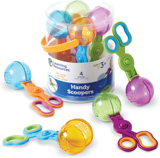 Learning Resources LER4963 Handy Scoopers, Fine Motor Toy, Assorted Colors, Set of 4, Ages 3+