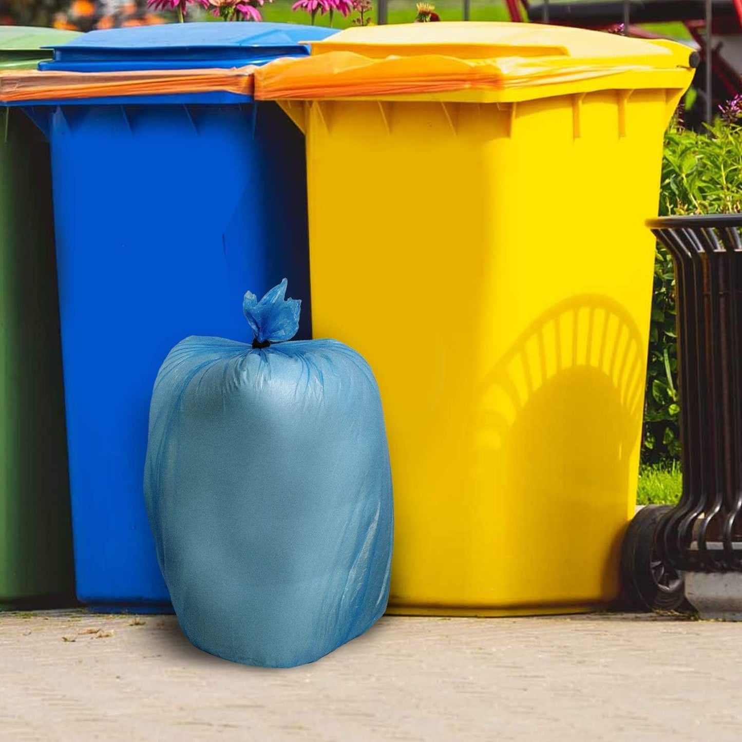 Inwaysin Compostable Trash Bags, 13-15 Gallon Biodegradable Trash Bags Recycled Garbage Bags Unscented Wastebasket Liners for Kitchen Office(75 Counts, Blue)