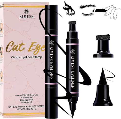 KIMUSE Winged Eyeliner Stamp, Eyeliner Pens for Perfect Wing Cat Eye Stamp Eyeliner Waterproof Smudge Proof, Long Lasting Eye Makeup Liquid Eye Liner (BLACK)