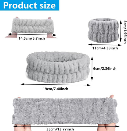 Spa Wristbands Headband Set,3 PCS Spa Headband,Face Wash Headband Wrist Band,Makeup Skincare Headband Wrist Bands,for Face Washing, Spa,Shower, Makeup Removal Hair Accessories(grey)