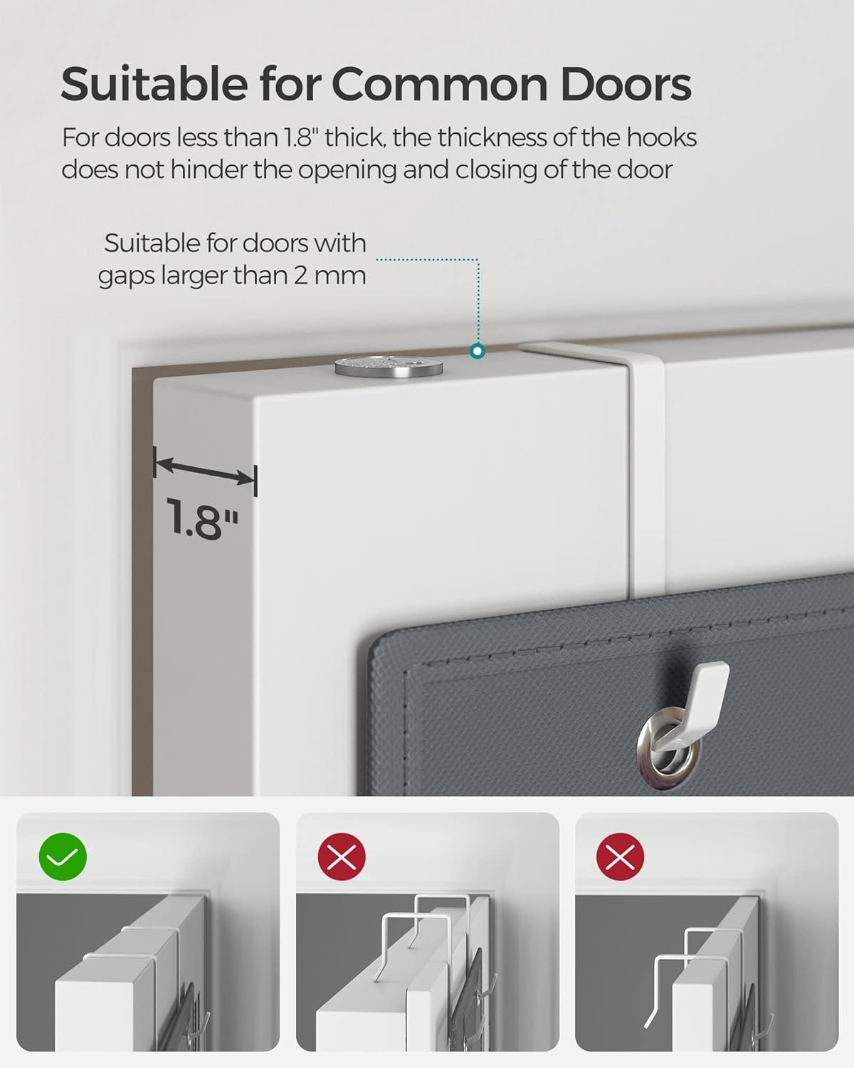 SONGMICS Over the Door Organizer, Closet Door Storage, Behind Door Hanging Storage Shelves, 4 Pockets, for Bedroom, Bathroom, Pantry, Kitchen, 4.7 x 13.2 x 39.4 Inches, Slate Gray URDH04G