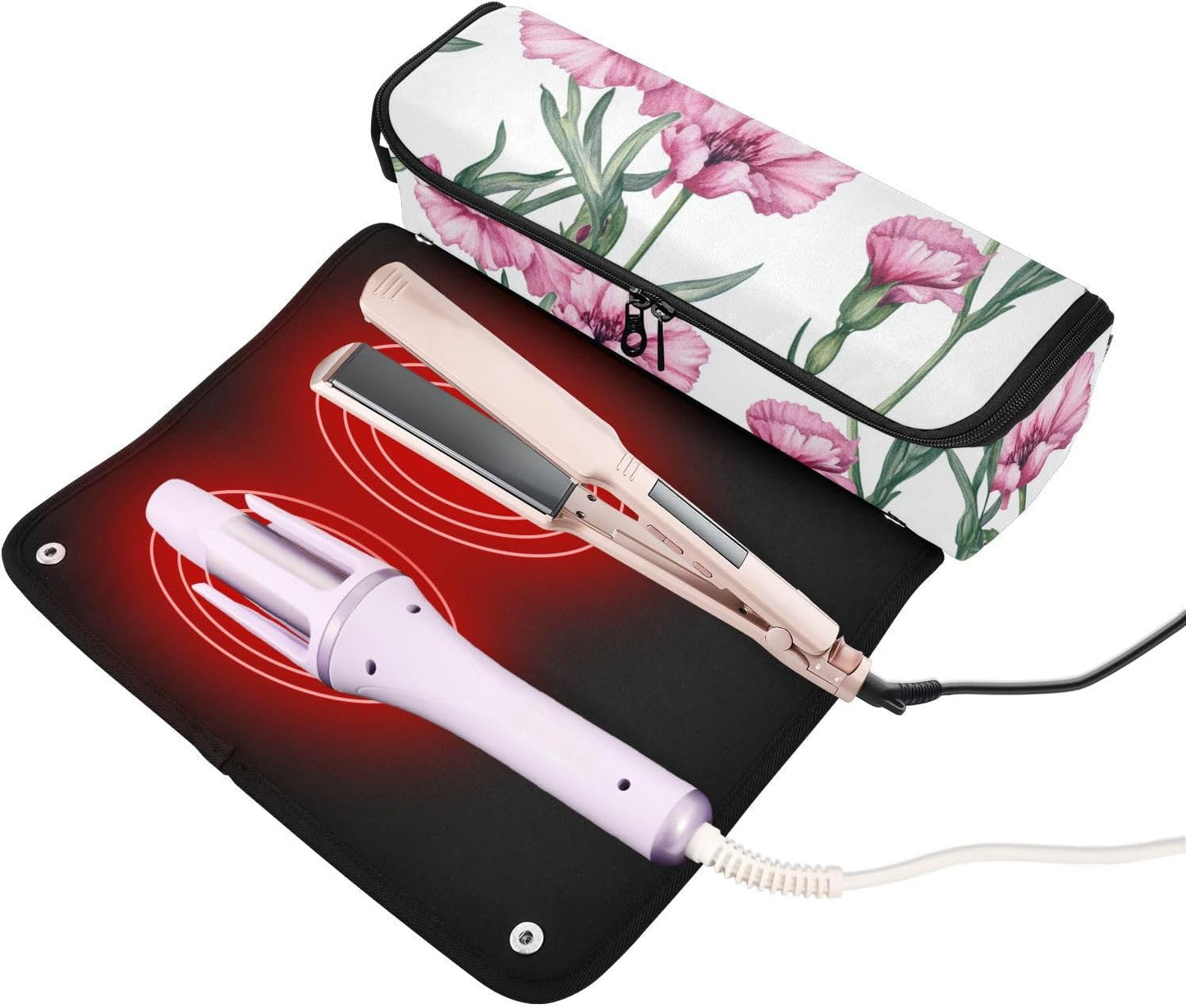 FRODOTGV Borsa da viaggio impermeabile da donna con cuscinetto resistente al calore, organizer per strumenti per lo styling dei capelli, per ferri da stiro, utensili caldi e accessori per la cura dei