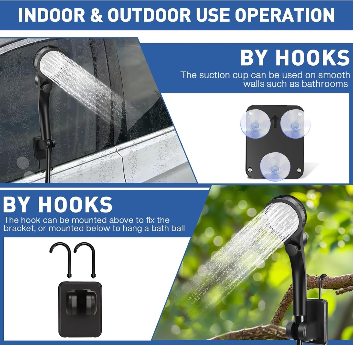 MIAOKE Upgrade Portable Camping Shower, 7800mAh Electric Outdoor Shower, Rechargeable Pump with Intelligent Digital Display, Temperature Display, Shower Head for Camping, Hiking
