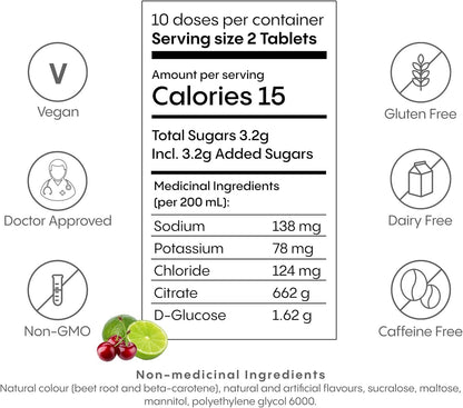 HydraLyte Electrolyte Tablets - Cherry Limeade Flavoured Electrolytes, Low Sugar Electrolytes Formulated to Accelerate Hydration, Post Workout, Travel Essential - Hydration for All Ages (40 Count)