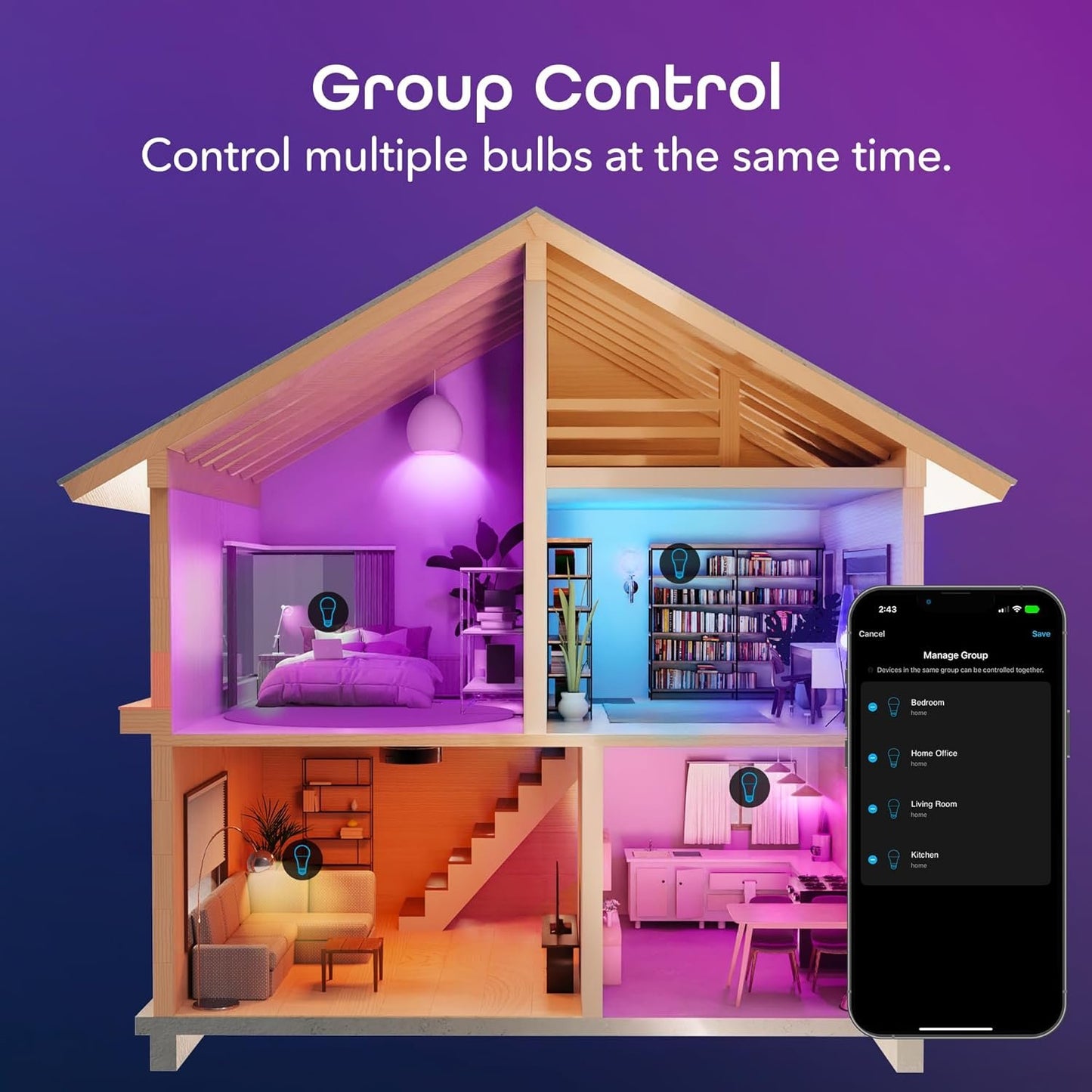 Geeni Prisma 1050 WiFi LED Light Bulb, Multicolor (2700K) – Dimmable LED Bulbs, A21, 75-Watt Equivalent – No Hub Required – Works with Alexa & Google