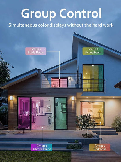 Smart Recessed Lighting 4 inch, RGBCW Color Changing LED Downlight, 9W 750LM Wi-Fi Bluetooth Soffit Light with Junction Box, Work with Alexa/Google Assistant, IC Rated & ETL Certified,1 Pack