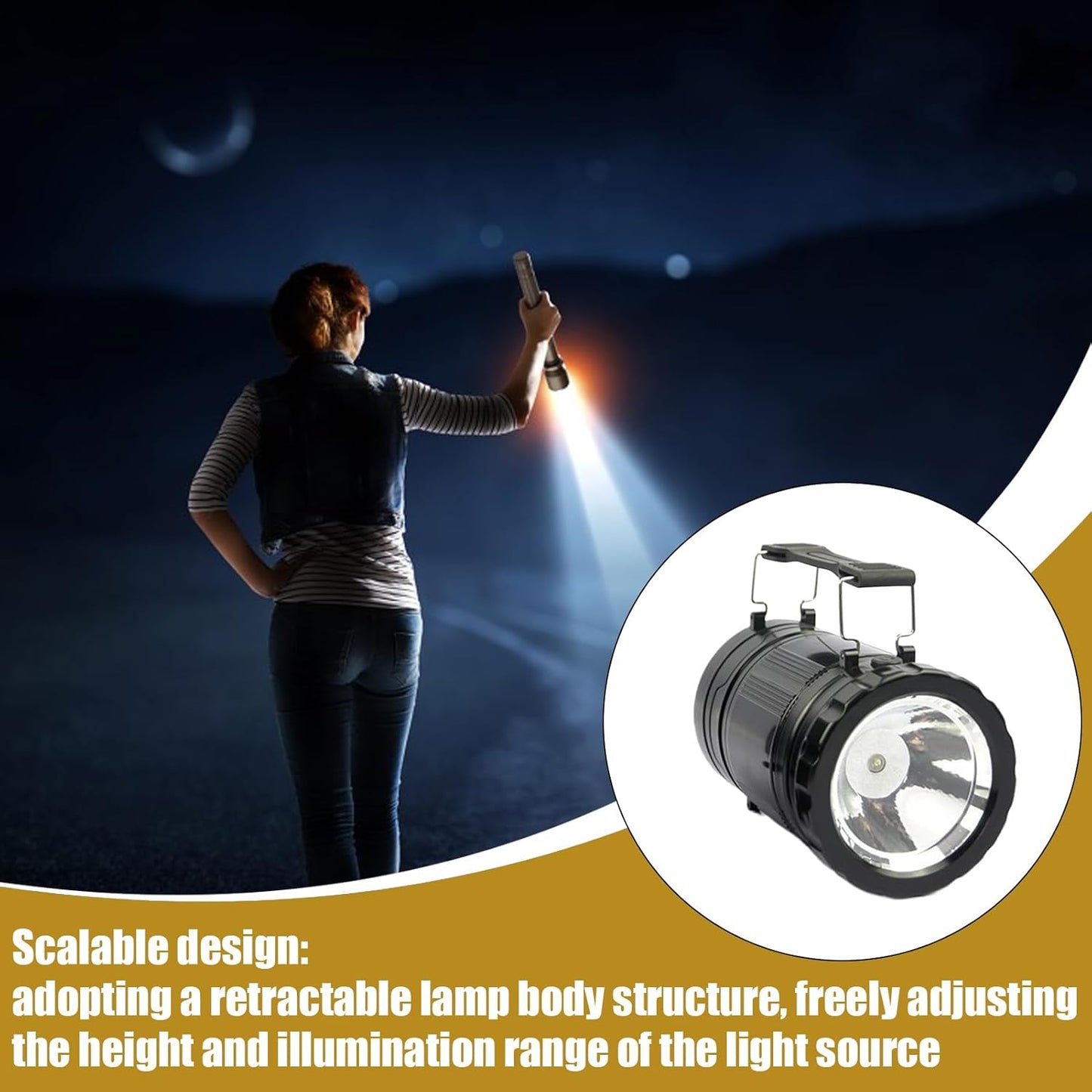 Zqkimzi LED Camping Lantern, Foldable Battery Powered Lantern, With Hook and Handle, Long Lasting Outdoor Lighting Multi Functional Survival Gear for RV, Travel, Hiking, Black