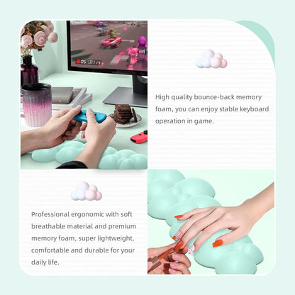 MANBASNAKE Keyboard Wrist Rest,Memory Foam Wrist Pad Smooth Fiber Hand Rest for TKL Keyboard,Ergonomic Nonslip Comfortable Cushion Set,Typing Pain Relief,Support for Office,PC Gaming,Laptop,Mac(Mint Green)