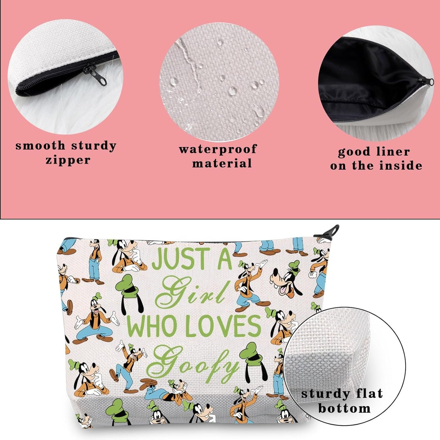 Goofy Dog Cosmetic Bag Cartoon Movies Merch Travel Toiletry Zipper Pouch Family Vacation Gift (Ca Dog)