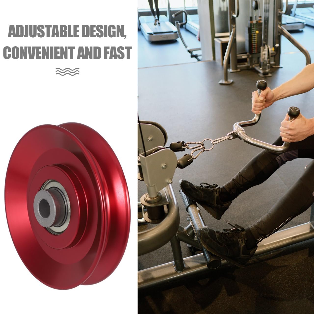 MUCKLILY U Groove Bearing, Aluminum Alloy Pulley Wheel for Gym, 90㎜ Heavy Duty Bearing, Fitness Equipment Accessory for Home Gym Cable Systems Smooth Operation Easy Installation