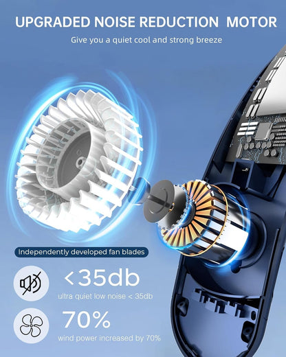 Neck Fan Rechargeable 4000mAh with 4 Turbos & LED Display, Portable Personal Cooler for Women Men, 3-Speed Bladeless 360° Cooling Fans, Stylish Gift for Gym/Travel/Office, Deep Blue