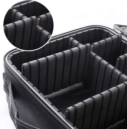 GreenLife® Professional Makeup Train Cosmetic case Makeup Bag Travel Organizer Make up Artist Master Waterproof Case Portable Storage with Adjustable Dividers Accessories Tools Brushes Pouch (Black)