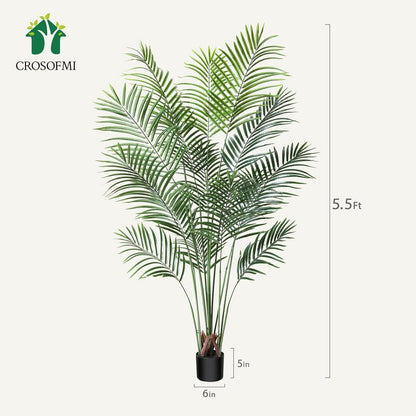 Artificial Areca Palm Plant 5.5Ft Fake Tropical Palm Tree, Perfect Faux Dypsis Lutescens Plants in Pot for Indoor Outdoor House Home Office Garden Modern Decoration Housewarming Gift,1Pcs