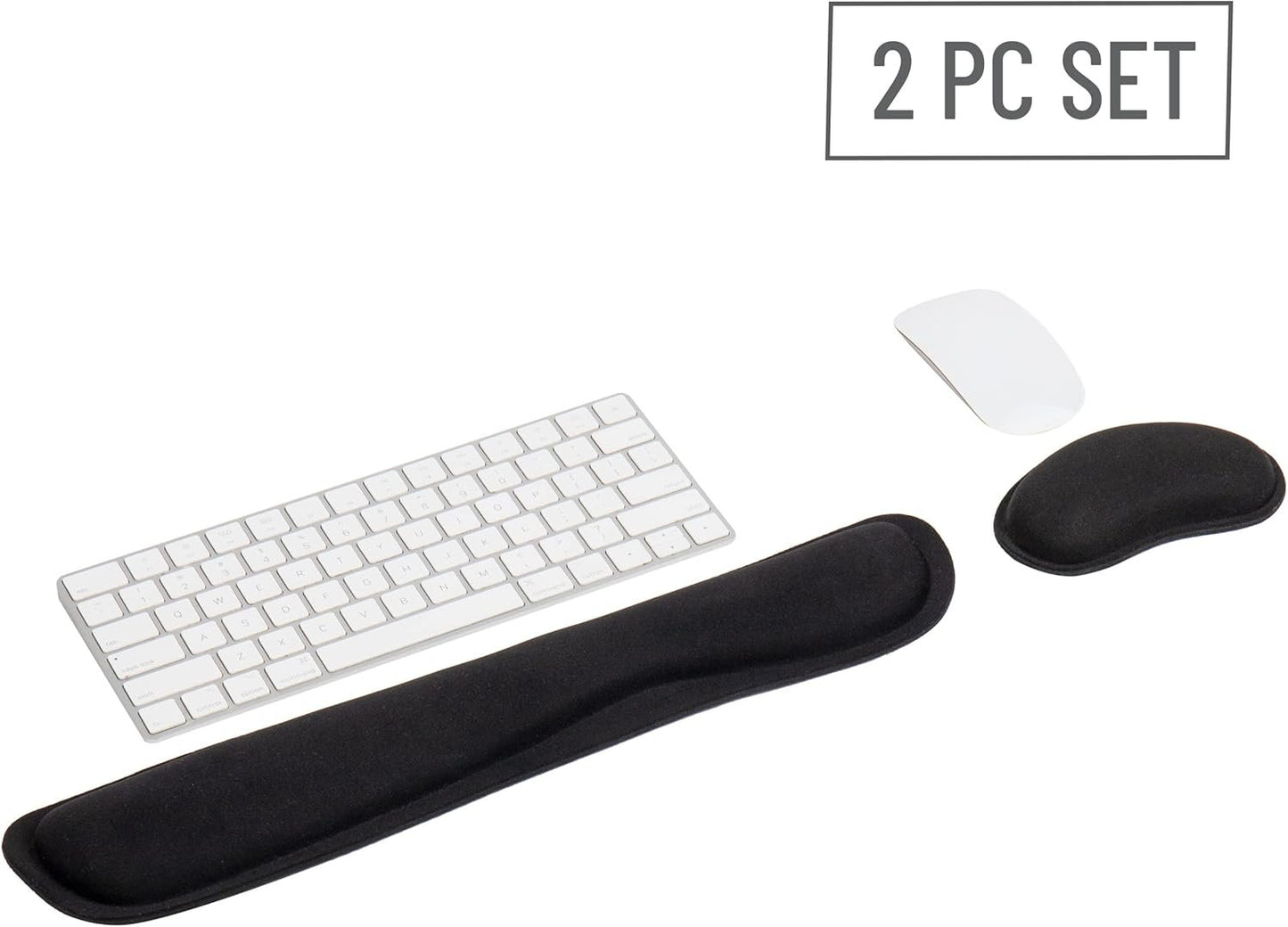 Mind Reader Gel Wrist Rest, Ergonomic Memory Foam Support Cushion Set for Keyboard and Mouse, Non-Slip Rubberized Base, Helps Relieve Tension, Black