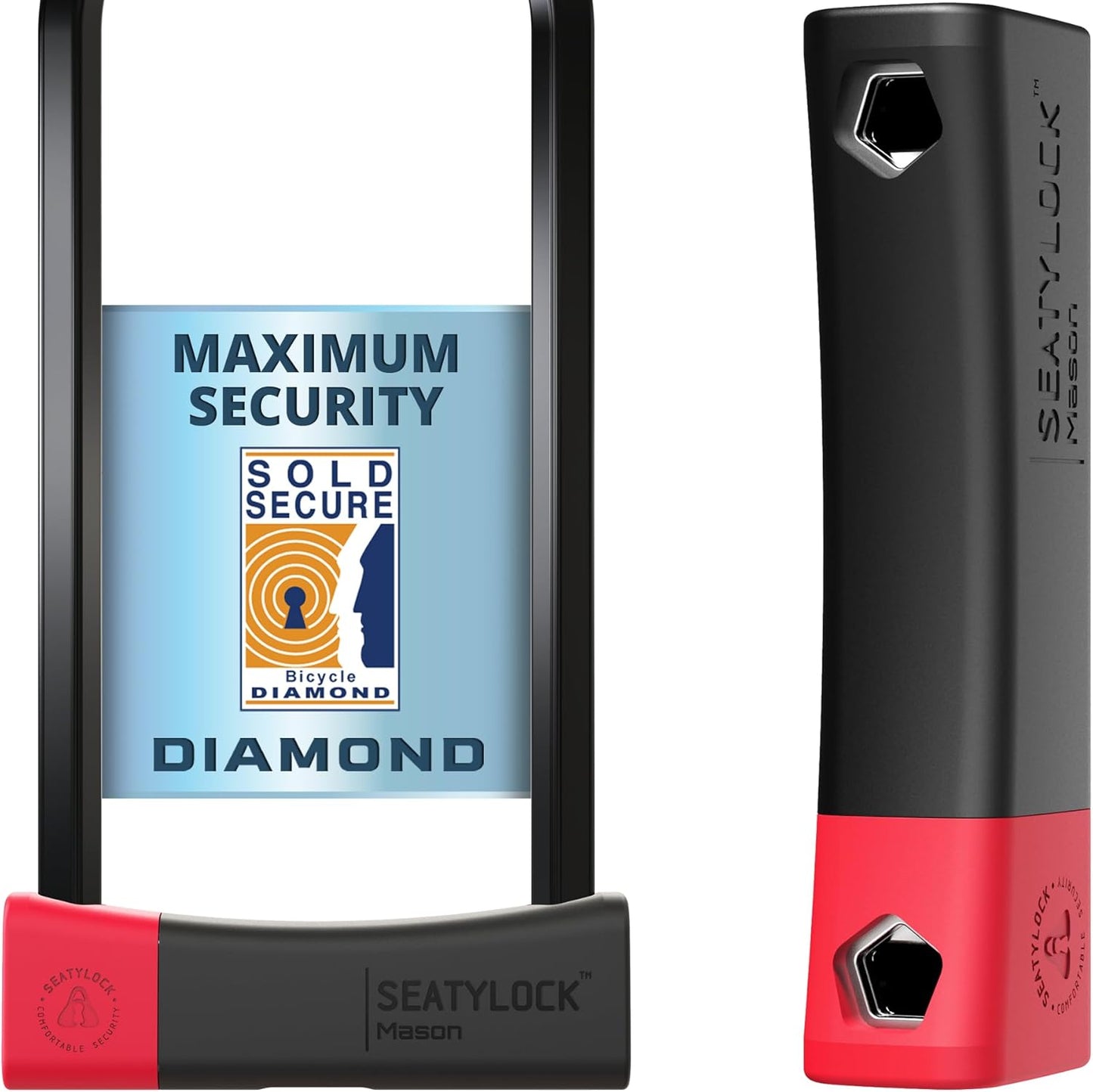 SeatyLock Mason Bike U Lock - Patented Anti-Theft Bicycle Lock - Super Wide Safety Master Tool ULock with Keys for Electric Bikes, Scooters and Motorcycles (30cm)
