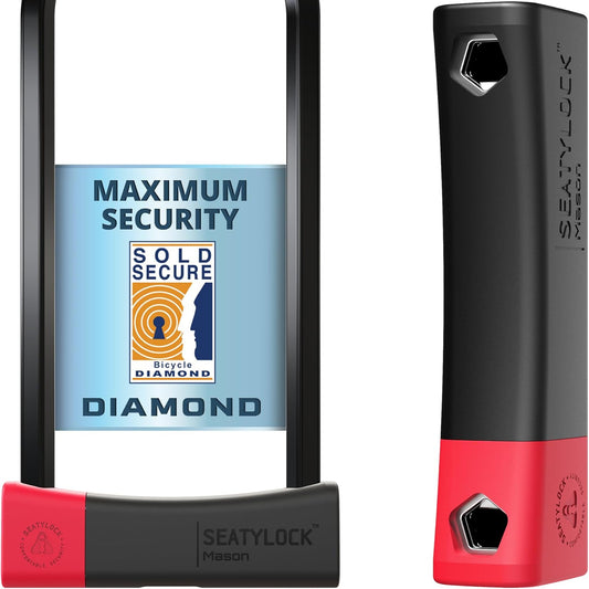 SeatyLock Mason Bike U Lock - Patented Anti-Theft Bicycle Lock - Super Wide Safety Master Tool ULock with Keys for Electric Bikes, Scooters and Motorcycles (30cm)