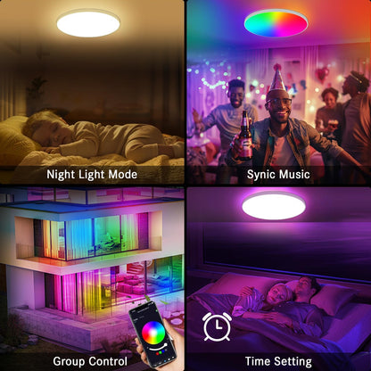 Eregou Dimmable LED Ceiling Light, 24W 2400LM Smart RGB LED Ceiling Light Alexa, Living Room Lamp IP44 Bedroom Lamp, Compatible with Alexa APP Google Assistant, 2700K-6500K