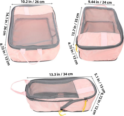 Healeved 3pcs Compression Packing Cubes Lightweight Travel Storage Bags for Luggage Organization Neatly