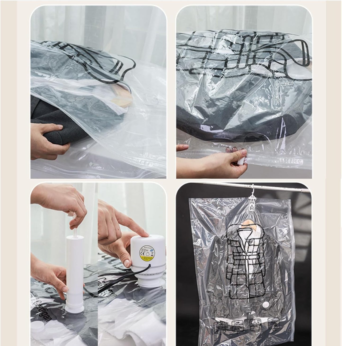 6 Pack Hanging Vacuum Storage Bag 27.5x51.1inch Vacuum Sealer Bags Storage Clothes Vacuum Packing Bags for Travel Hanging Storage,Reusable Space Saver Bags for Suits