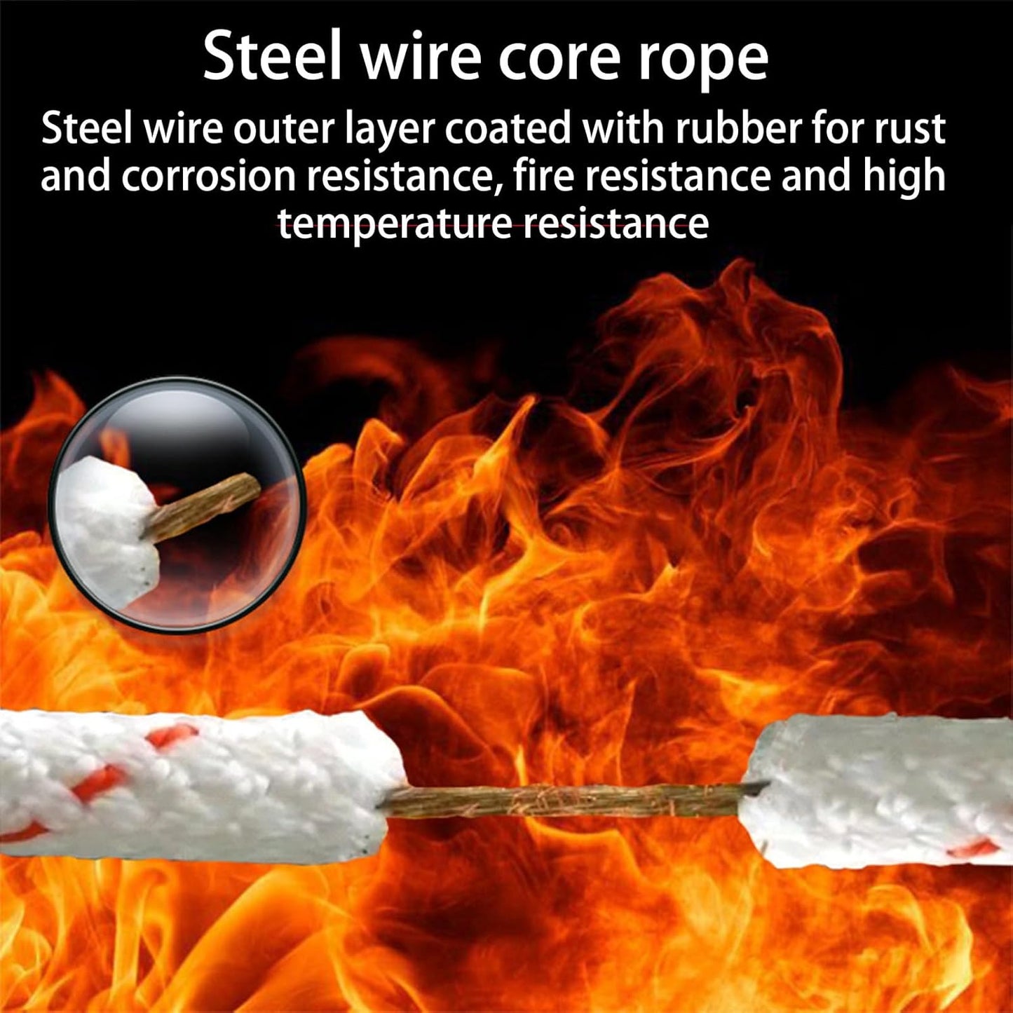 Escape Safety Rope, Steel Wire Core Cord Survival Rope, 0.31 x 0.39 x 0.47 Inch Multifunctional Compact Double Hook Design Portable Rescue Tool, for Hiking, Camping, Construction