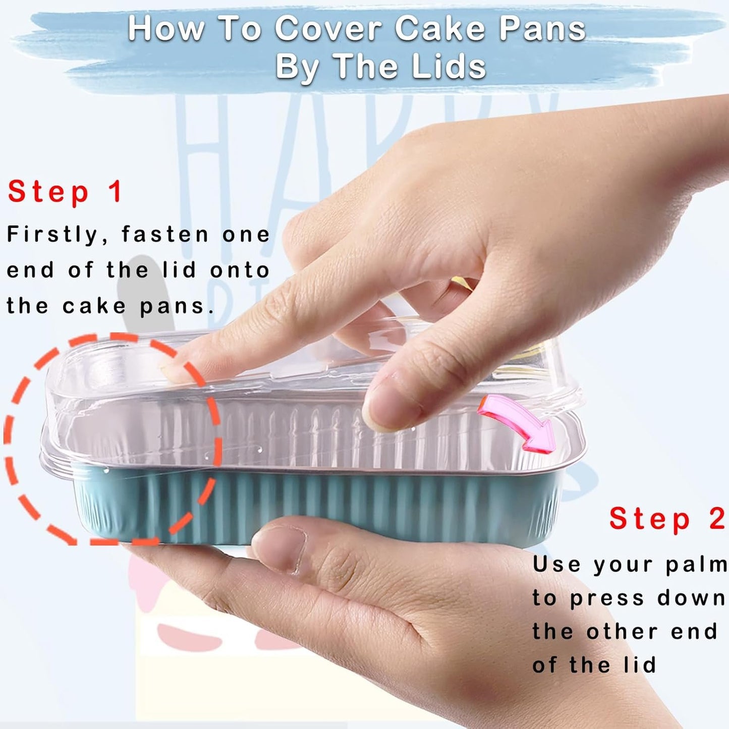 50 Pack Mini Loaf Pans with Lids and Spoons, 6.8 Oz Mini Cake Pans with Lids for Baking, Disposable Rectangle Aluminum Foil Loaf Pan with Stickers，Small Cake Containers Tin（Blue）