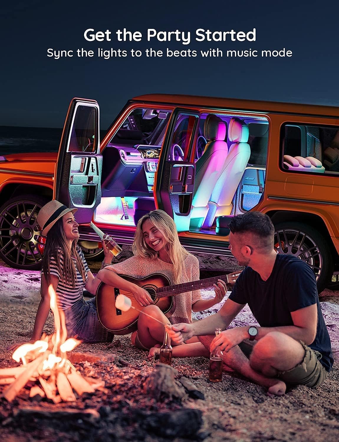 Govee RGBIC Car LED Strip Lights, Smart Interior Car Lights with 4 Music Modes, 30 Scene Options and 16 Million Colors, APP Control Car LED Lights, 2 Lines Design Car Lights for Cars, SUVs, DC 12V