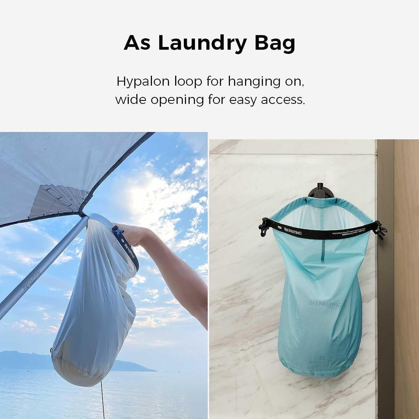 BEE NESTING Ultralight Dry Bag Large 3 Piece Set - Waterproof Siliconized Dry Sack Accessory for Lightweight Travel, Boating, Kayaking, Camping, Swimming(12L 20L & Shoulder Strap 3 Pack)