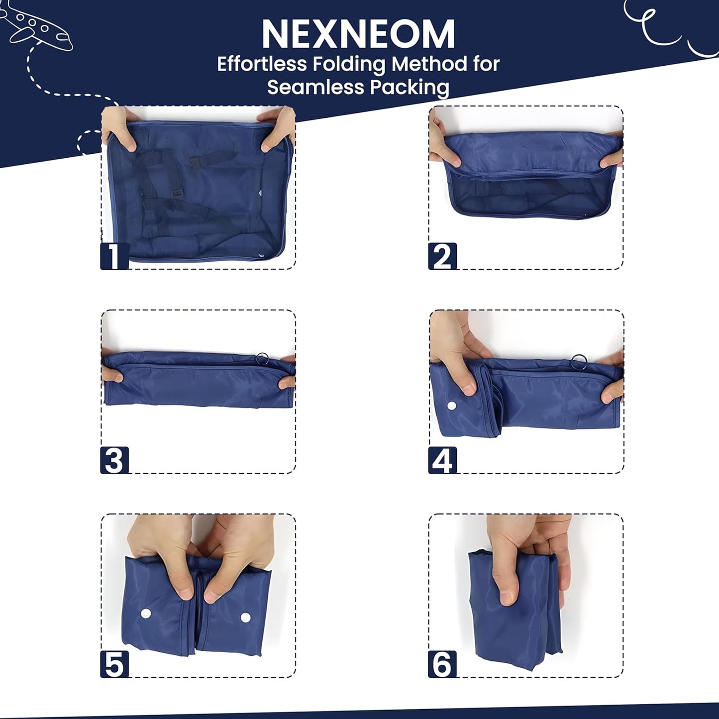 NEXNEOM Packing Cubes Blue Pack 9 - Multifunctional Clothing Sorting Package - Compression Packing Cube Nylon & Polyester Storage Bags Organisers - Waterproof Travel Packing Cube Set for Suitcase