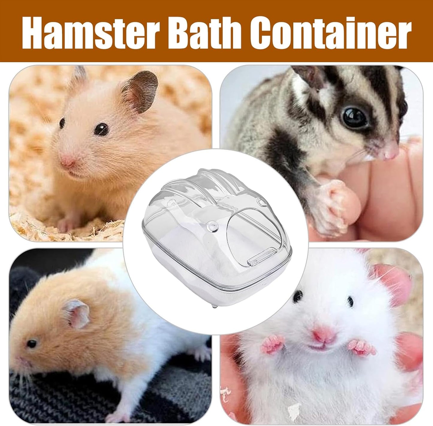 Fravsiu Hamster Sand Bath Container, Gerbil Bathroom Box, Clear Chinchilla Bathtub, Spacious Small Animal Bathing Station for Small Pets Grooming And Hygiene, Transparent,