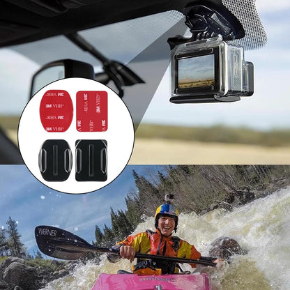 8 Sets with 4 Adhesive Mounts & 4 Adhesive Pads Helmet Mount, Go Pro Fixed Base for Go Pro 3 3+ 4 5 6 7 8 9 10 11 12 Action Cameras Connect with Car Kayak Surfboards - Flat