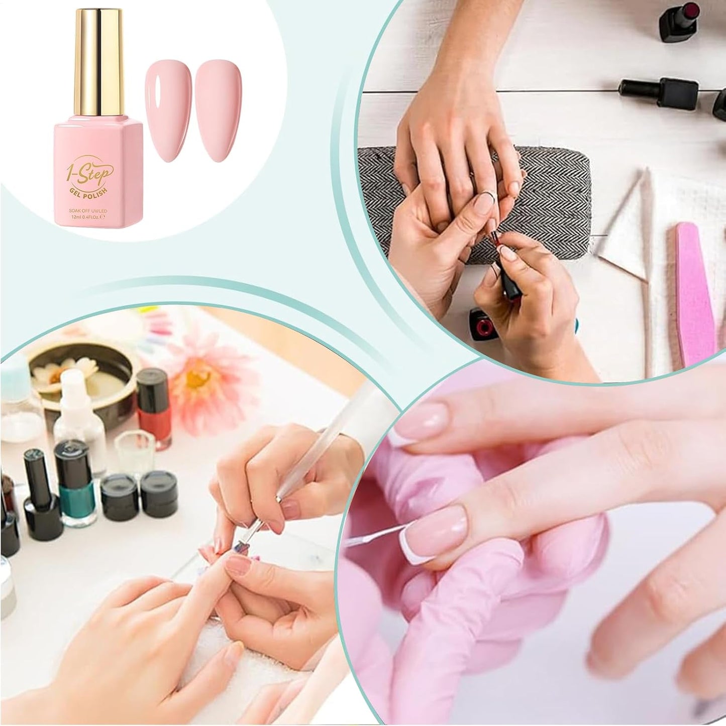 1 x smalto gel, nudo glossy color, base topcoat, 12 ml uv compatibile formula, for Spring Manicure Art, Salon and Home Beauty Nail Care Product Suits Salon Use Set