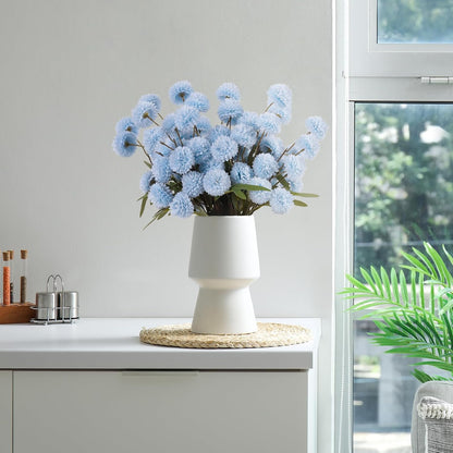 CHICNOOK Faux Kiku Flower,Blue 12 Stems Slik Small Chrysanthemum Flowers, Artificial Pompon Mums for Spring Floral Arrangements, Aesthetic Room Decor,Table Centerpieces,Wedding,Bouquet,Vase