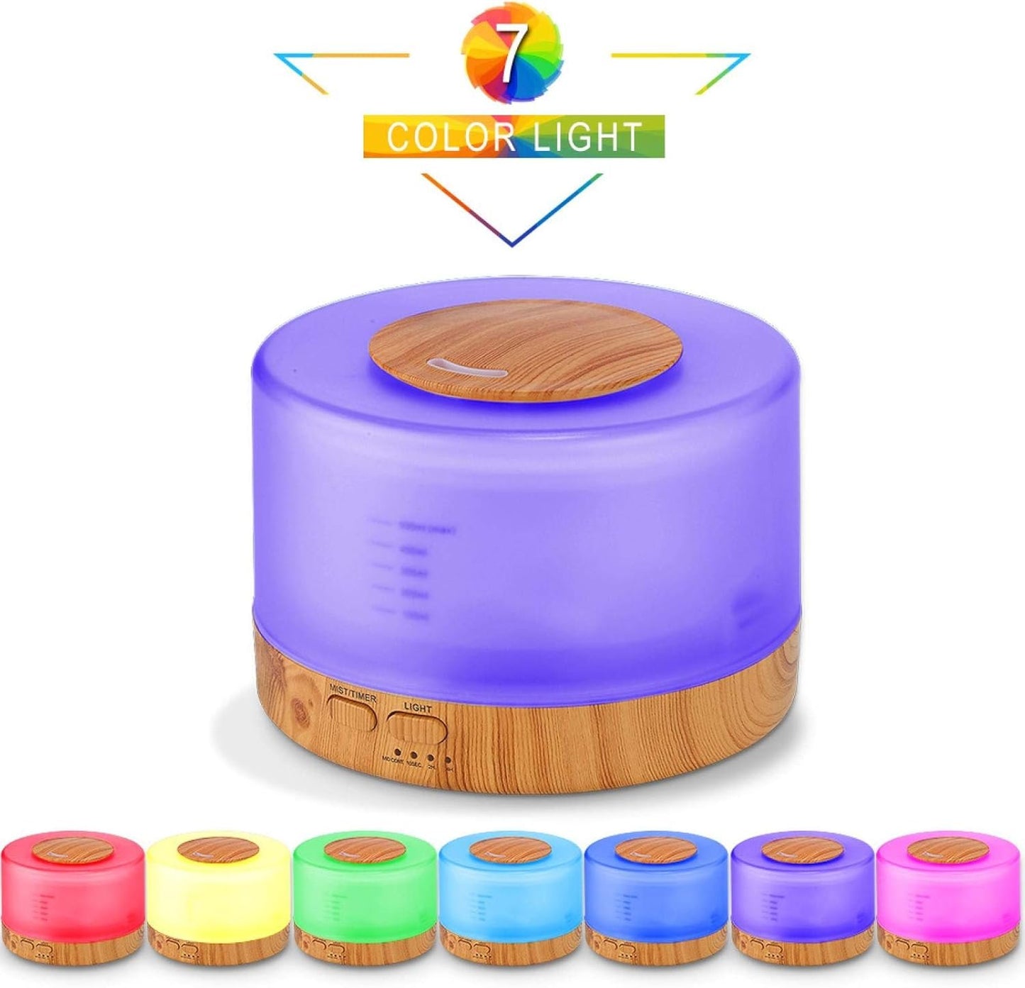 500Ml Essential Oil Diffuser Remote Control Aroma Mist Ultrasonic Air Humidifier 4 Timer Settings Led Night Light